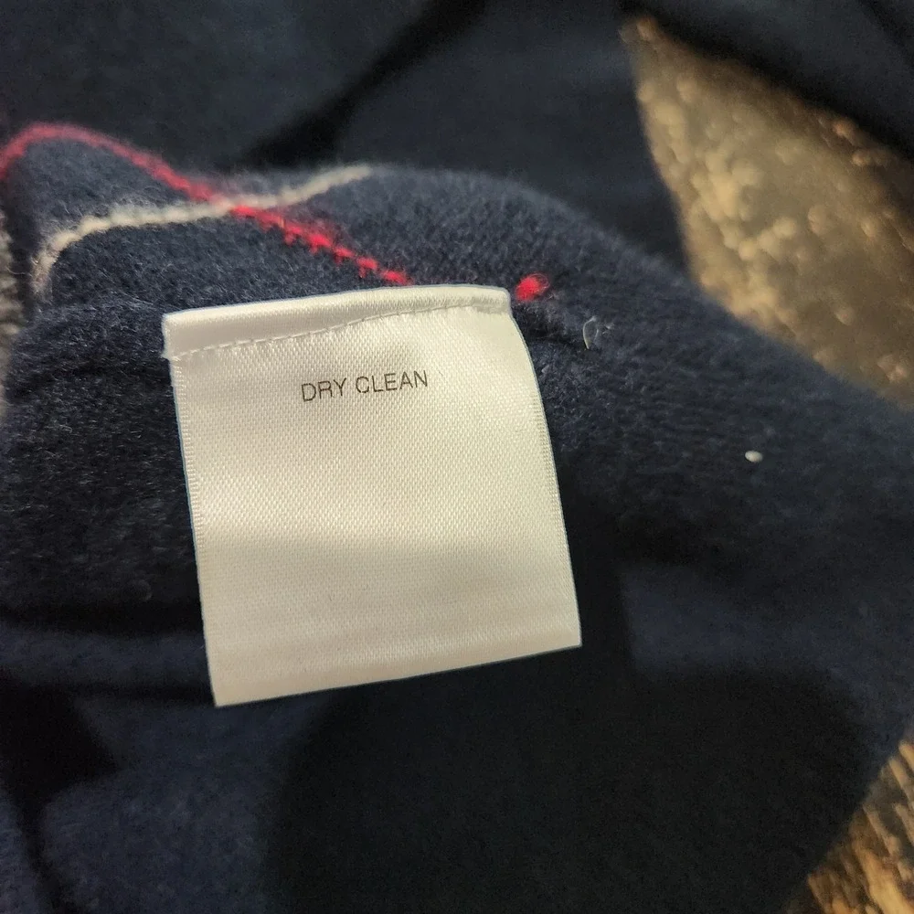 Daniel Cremieux 100% Cashmere Argyle V-Neck Sweater Men's Large Navy Blue Preppy